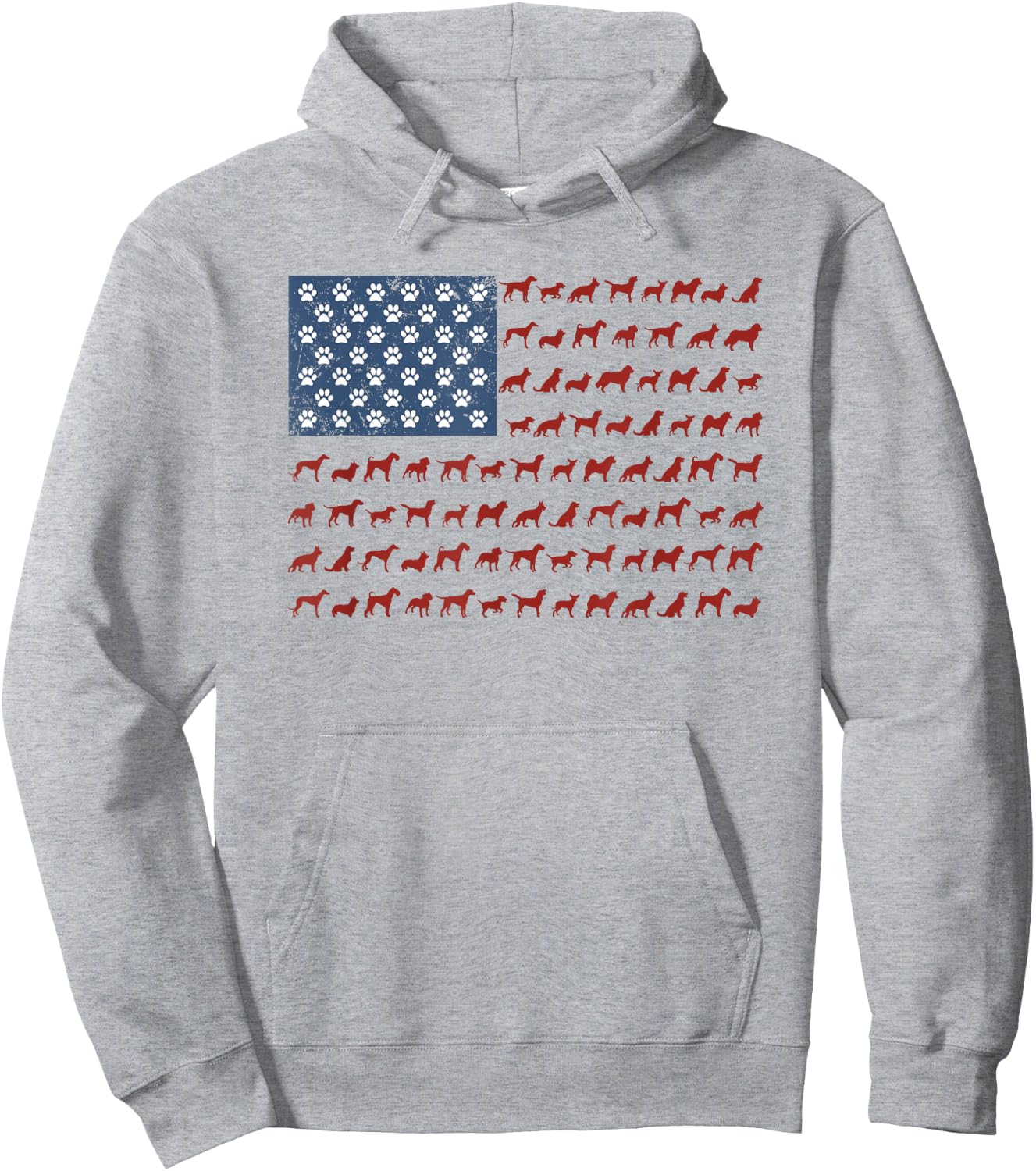 American Flag Dogs and Paws 4th of July Shirt Kids Men Hoodie - Hoodie | Ash