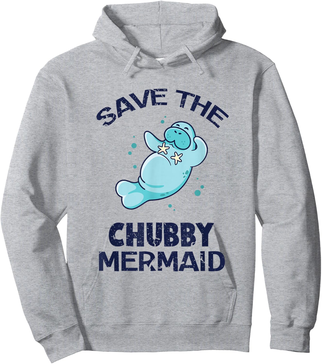 Funny Manatee Beach Shirt - Save the Chubby Mermaid Hoodie - Hoodie | Ash