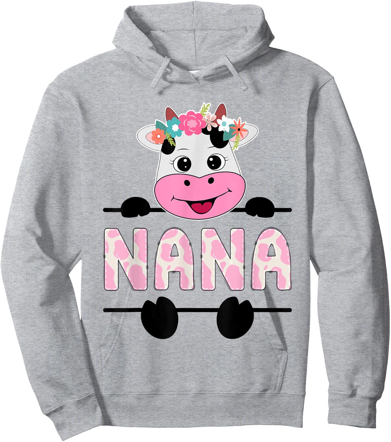 Nana Of The Birthday Girl Cow Grandma Family Party Hoodie - Hoodie | Ash