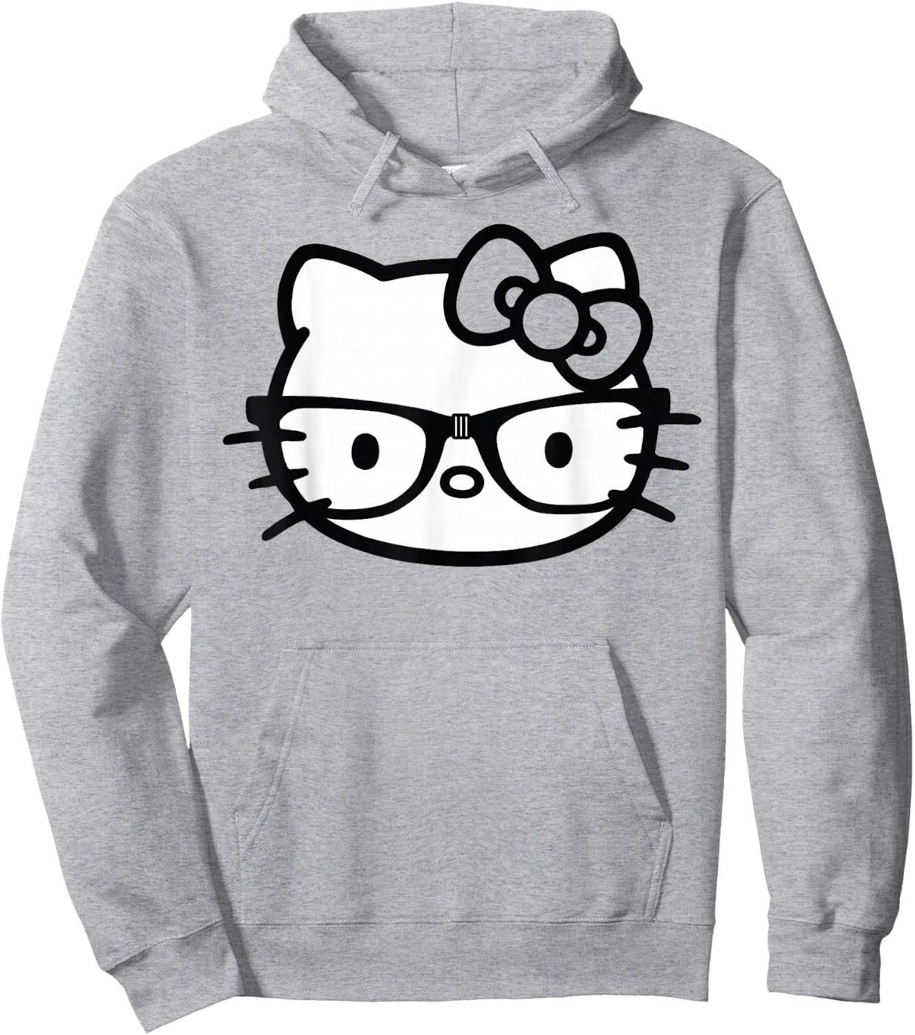 Hello Kitty Black and White Nerd Glasses Short Sleeve Hoodie - Hoodie | Ash