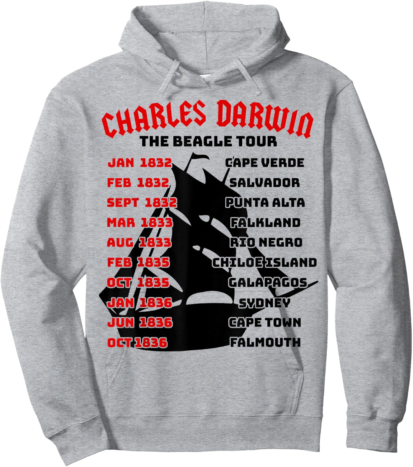 Naturalist Charles Darwin Beagle Meme Tour Earth Day Science Hoodie - Hoodie | Ash
