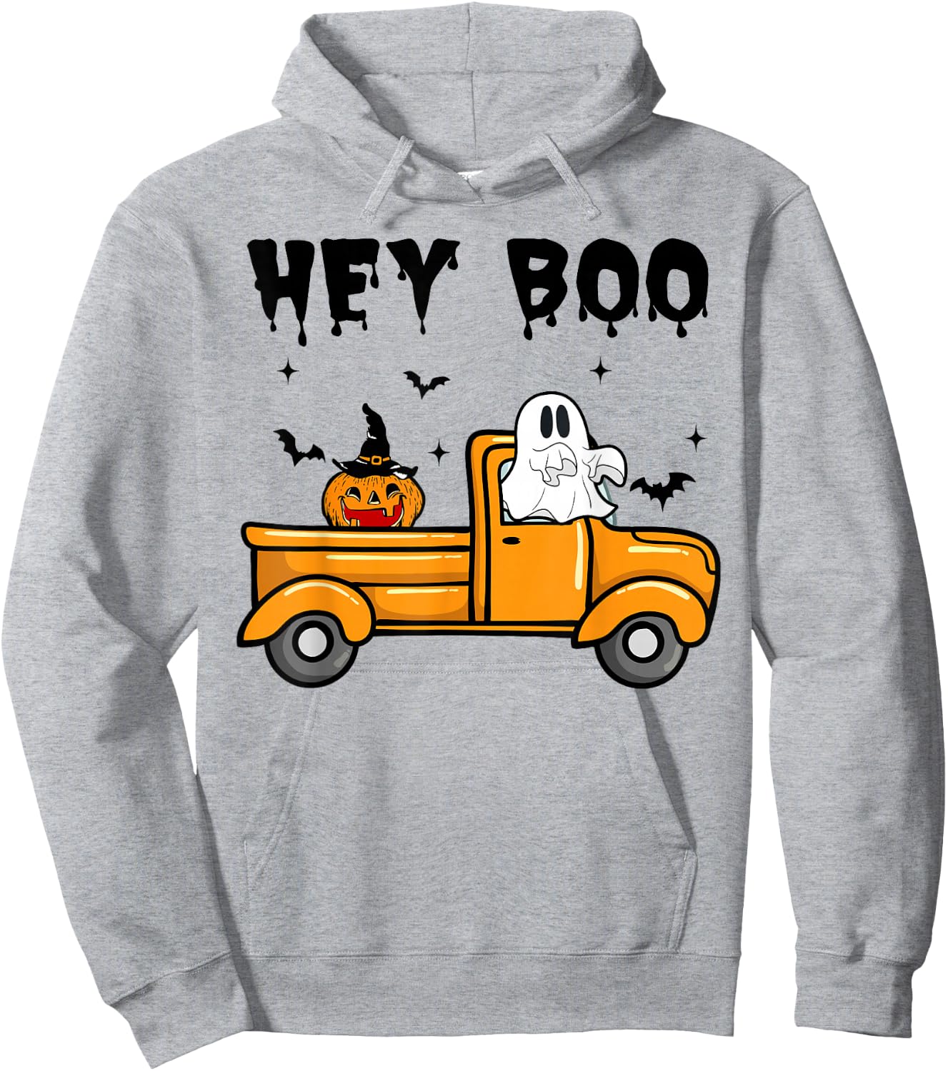 Toddler Hey Boo Cute Ghost Halloween Monster Truck Funny Boy Hoodie - Hoodie | Ash