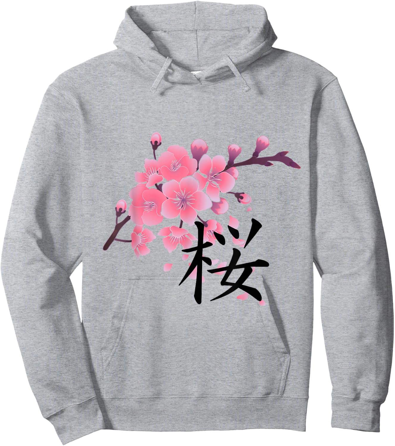 Sakura Cherry Blossoms with Japanese Kanji Hoodie - Hoodie | Ash