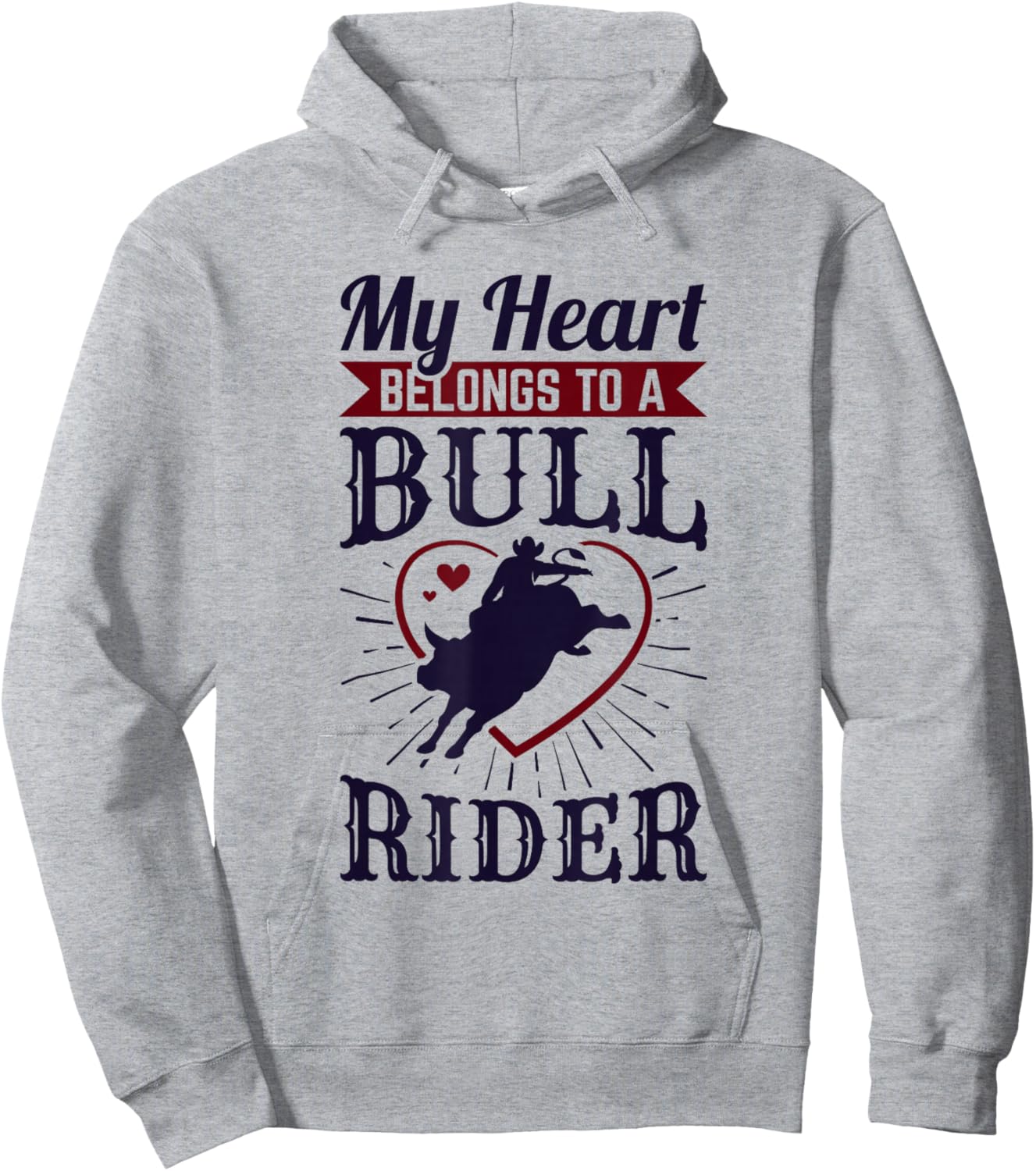 My Heart Belongs to A Bull Rider Rodeo Wife Girlfriend Hoodie - Hoodie | Ash