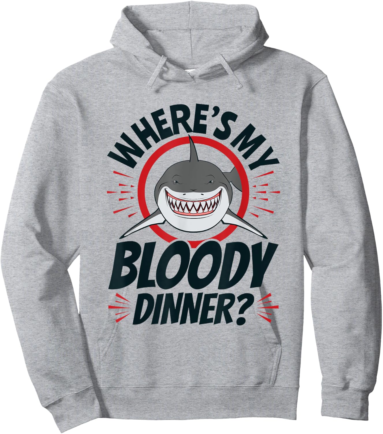 Funny Bloody Shark Pun Teeth Sharks Lover Hoodie - Hoodie | Ash