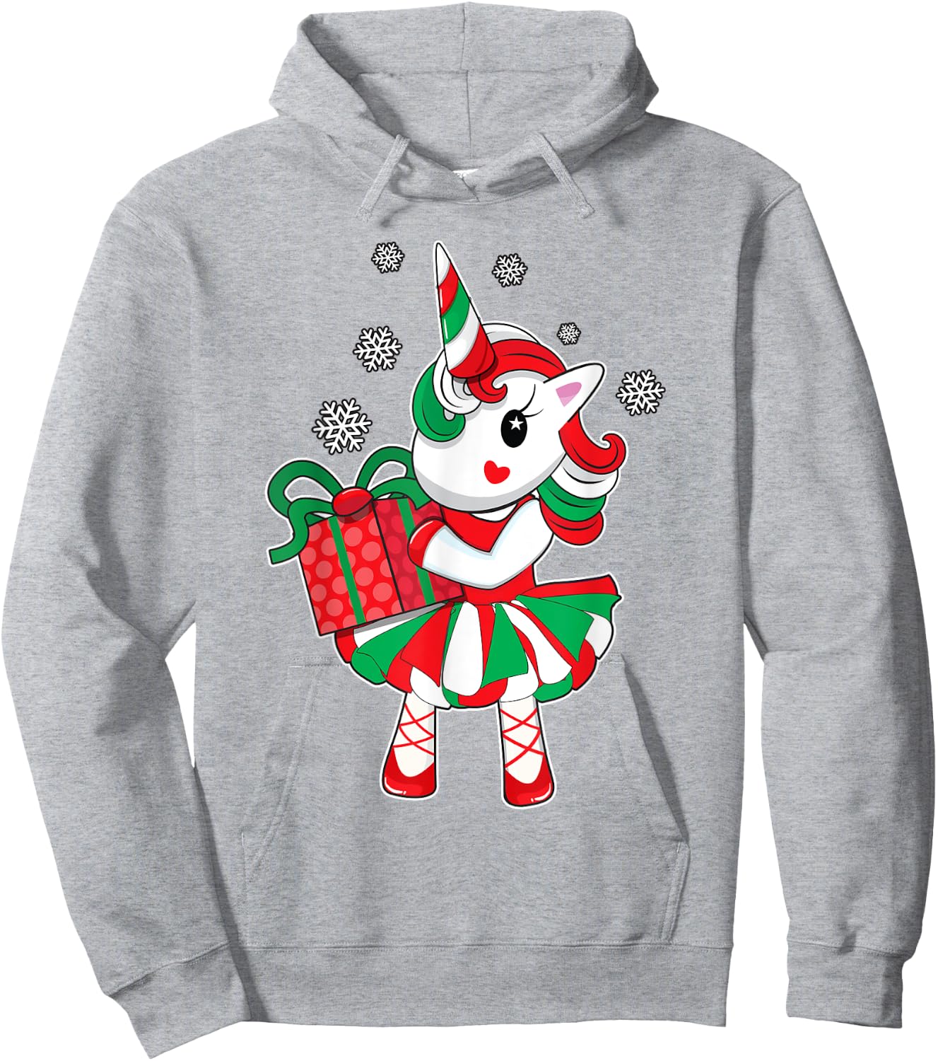 Christmas Unicorn Fun Girls Kids Snowflake Holiday Xmas Gift Hoodie - Hoodie | Ash