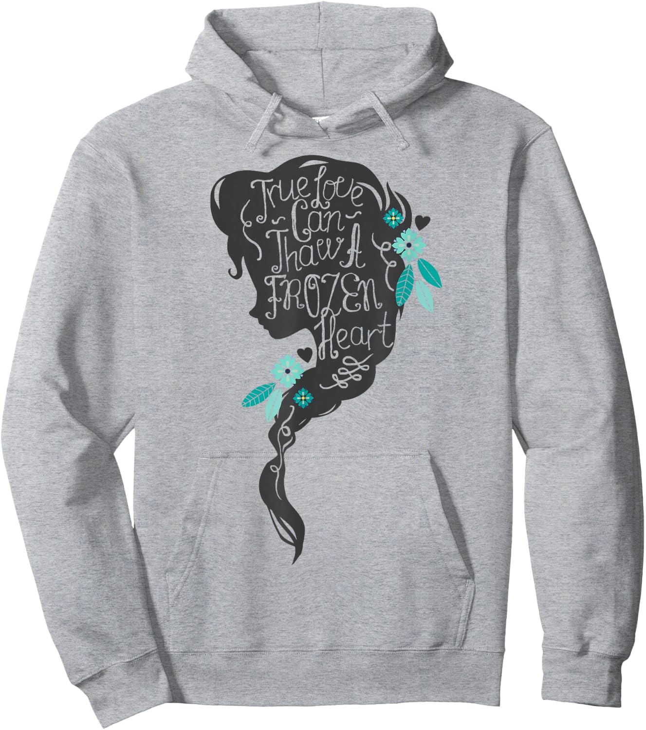 Disney Frozen Elsa Head Profile Love Thaws Graphic Hoodie - Hoodie | Ash