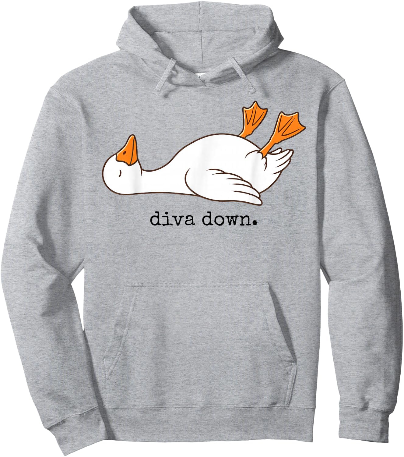 Diva Down Funny Goose Laying Down Hoodie - Hoodie | Ash