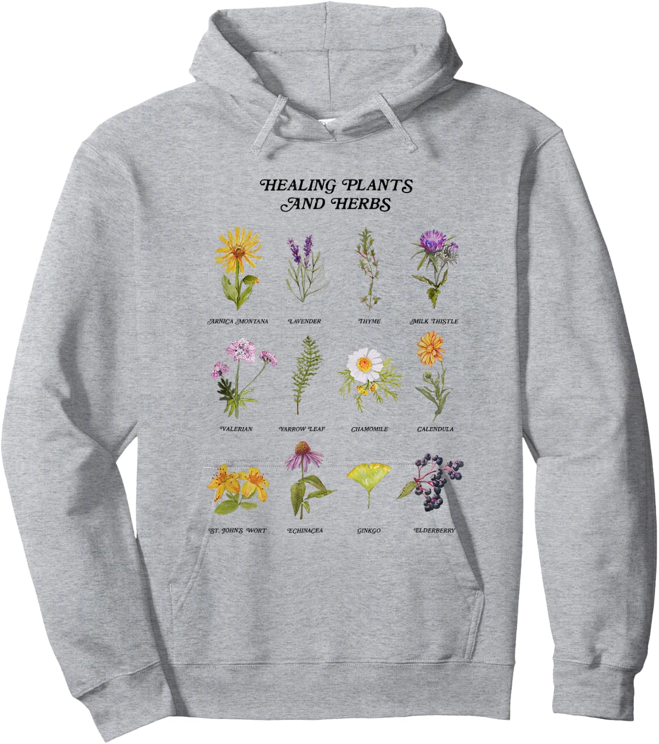 Healing Plants and Herbs Wild Flower Bohemian Garden Hoodie - Hoodie | Ash