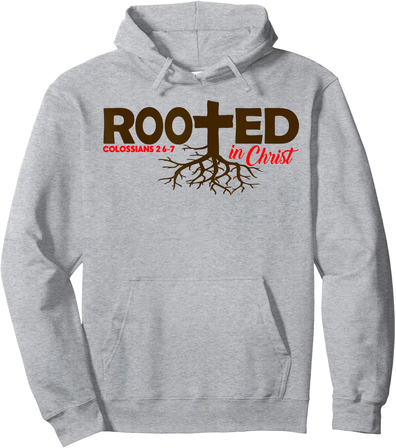 Colossians 2:6-7 - Rooted In Christ Hoodie - Hoodie | Ash