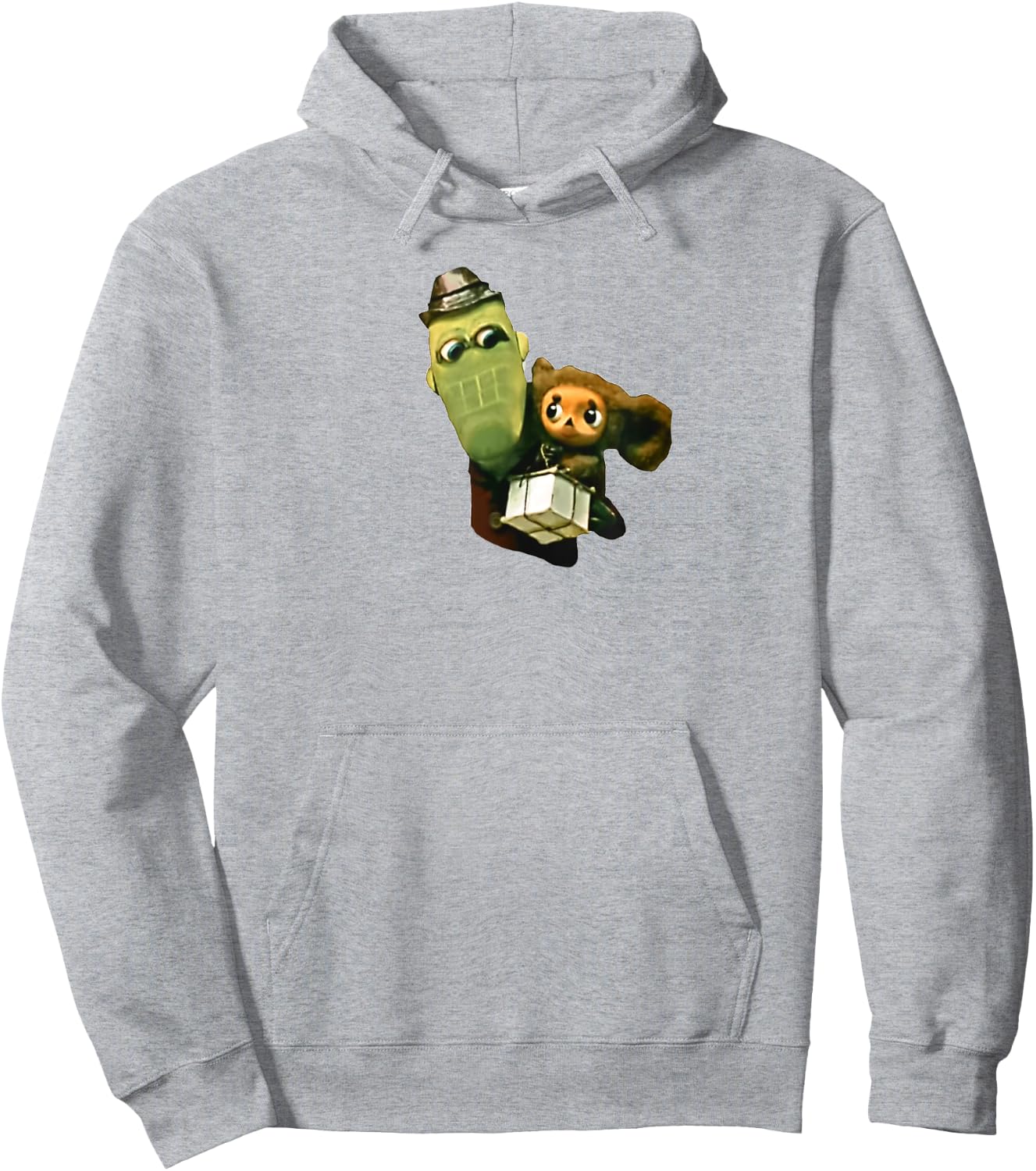 Cheburashka and Crocodile Gena Funny Russian Graphic Hoodie - Hoodie | Ash