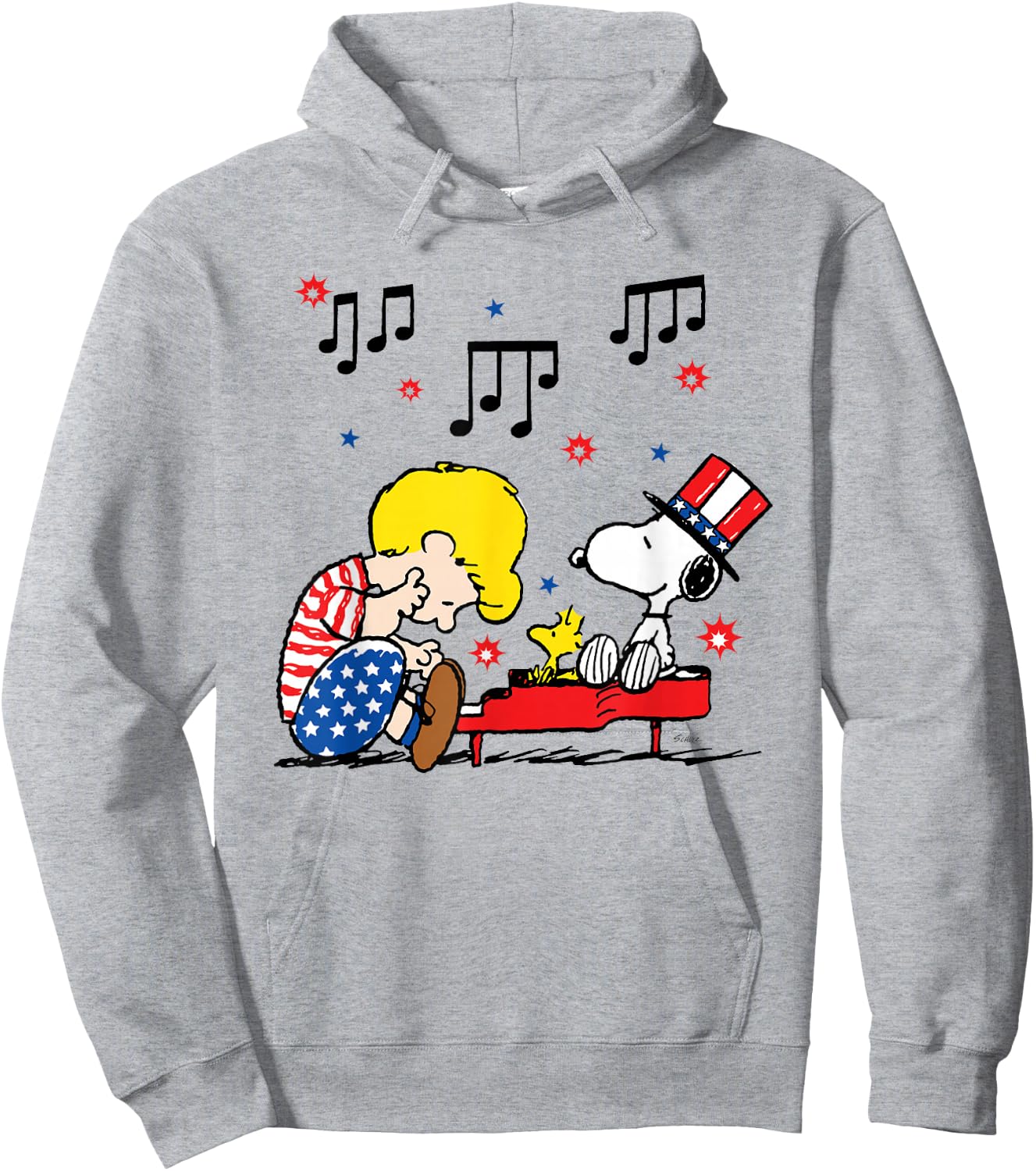 Peanuts Schroeder and Snoopy Americana Hoodie - Hoodie | Ash