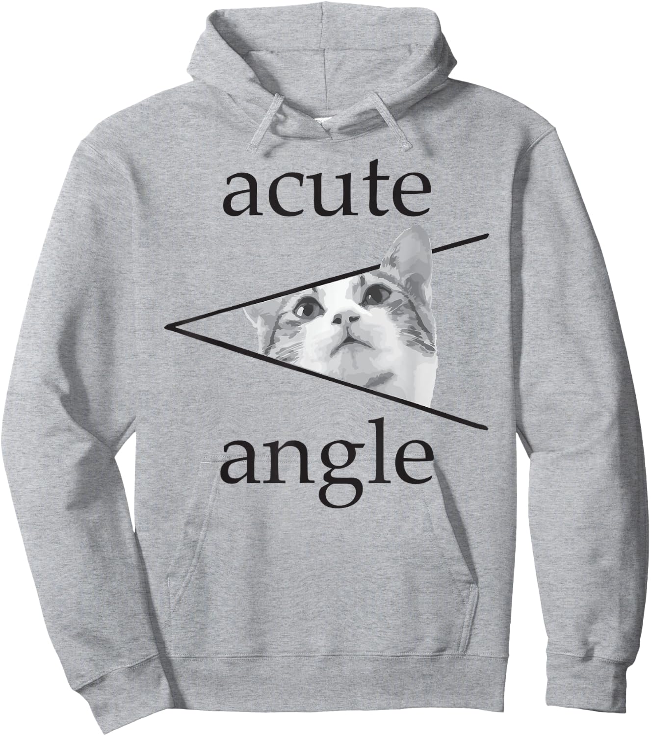 Funny Mathematics Cute Cat Kitten apparel Acute Angle Women Girls Kids Hoodie - Hoodie | Ash
