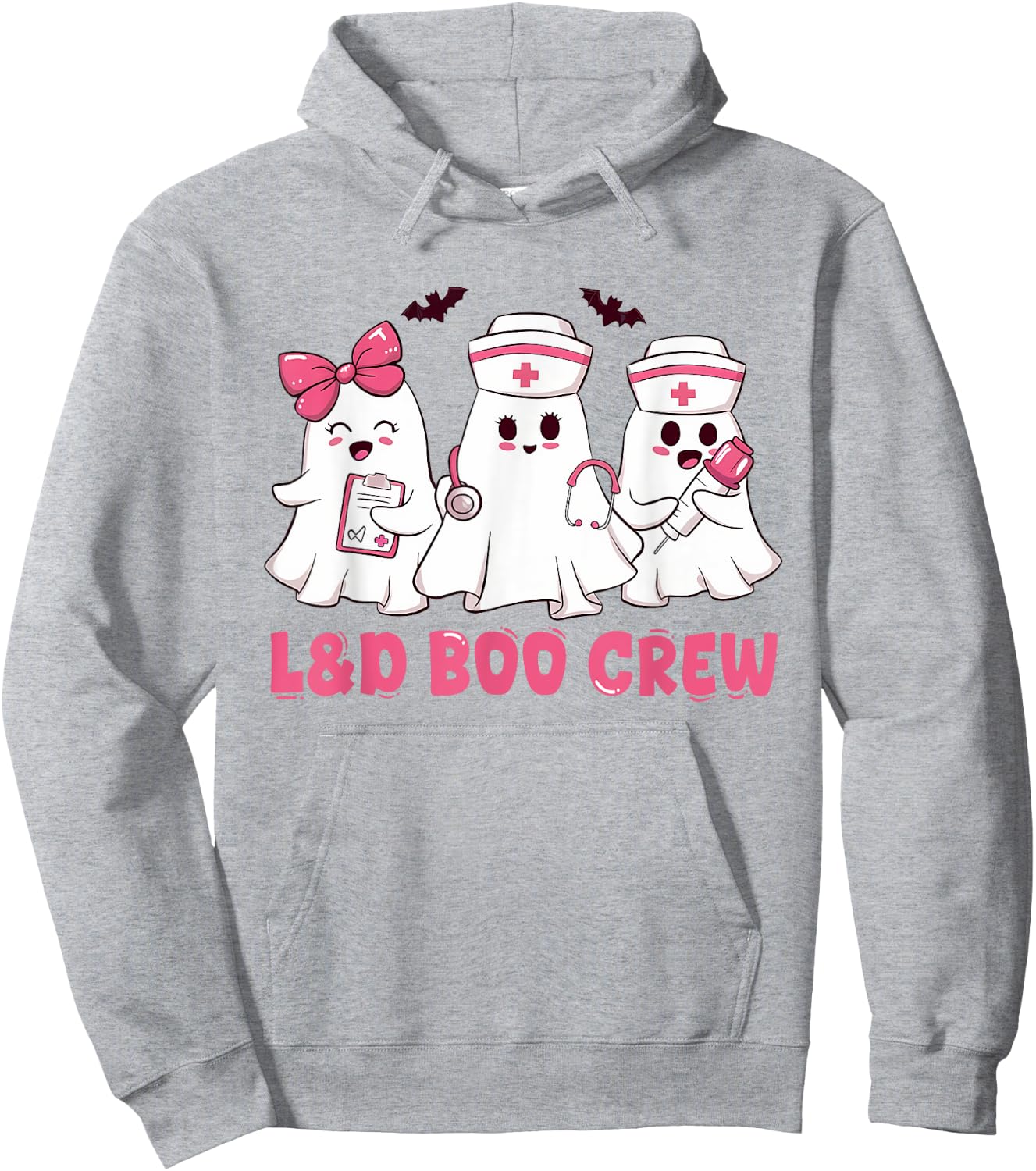 Halloween labor and delivery nurse shirt L&D Boo Crew Hoodie - Hoodie | Ash
