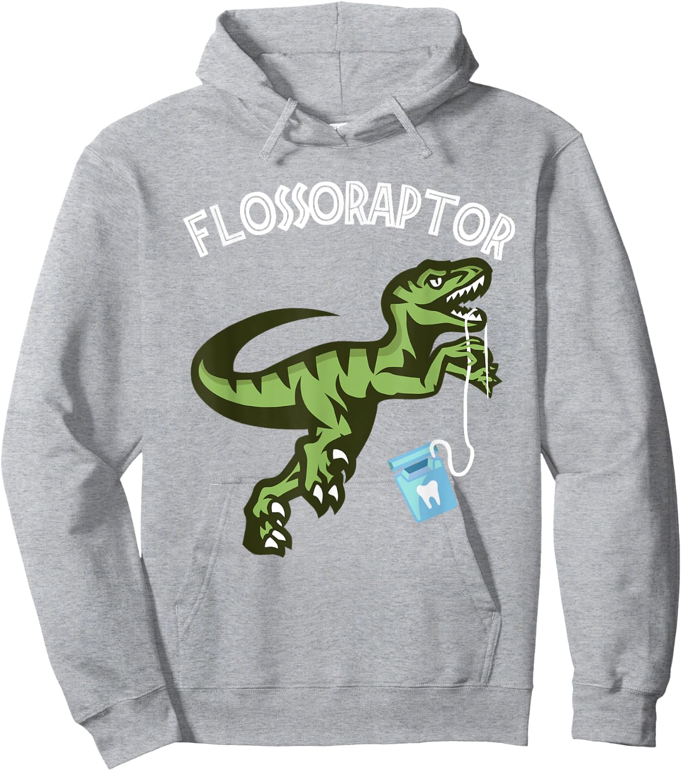 Floss Shirt - Funny Flossoraptor Dental Hygiene Hoodie - Hoodie | Ash