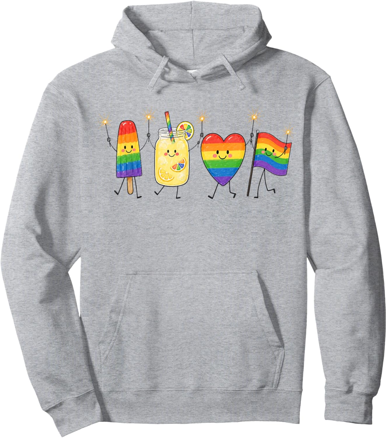 Rainbow Heart Flag Popsicle Summer Pride Month Gay LGBTQ Hoodie - Hoodie | Ash