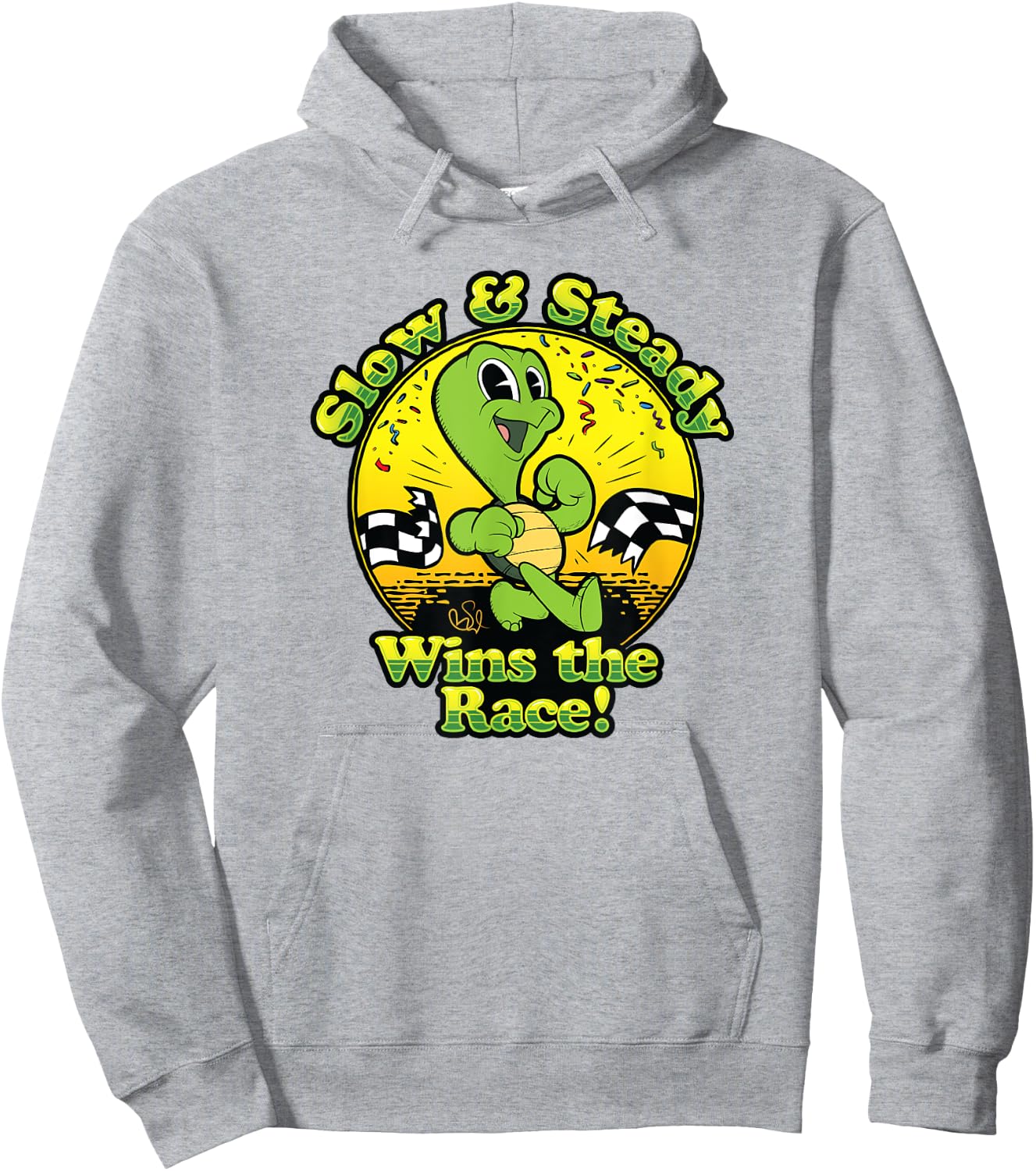 Slow and Steady Wins the Race Turtle Old School Cartoon Hoodie - Hoodie | Ash
