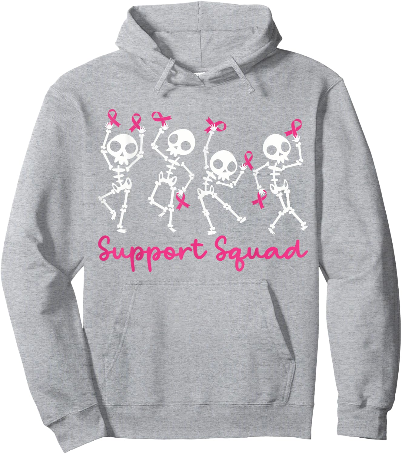 Support Squad Breast Cancer Awareness Skeleton Men Women Kid Hoodie - Hoodie | Ash