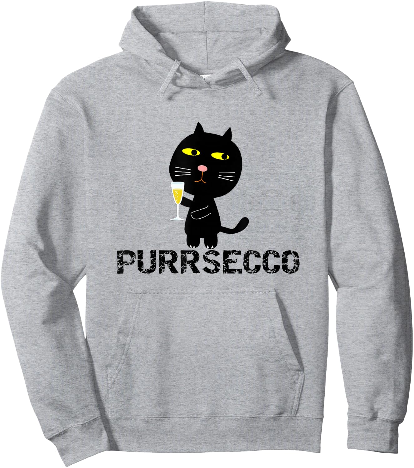 Funny Purrsecco Cat Prosecco Drink Pun Black Cat Friend Gift Men Women Hoodie - Hoodie | Ash