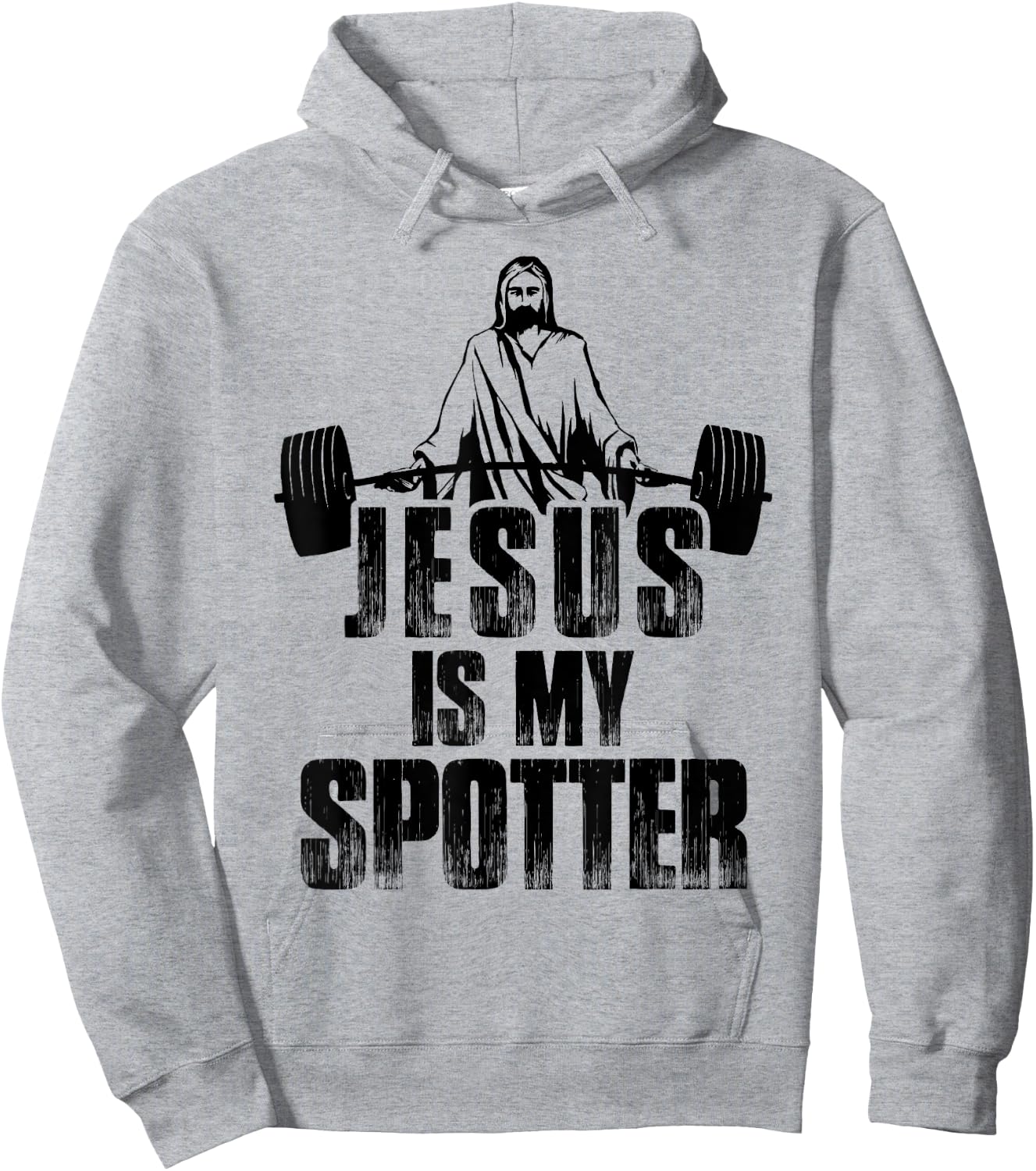 Christian Shirt Funny Gym Jesus Is My Spotter Gift Hoodie - Hoodie | Ash