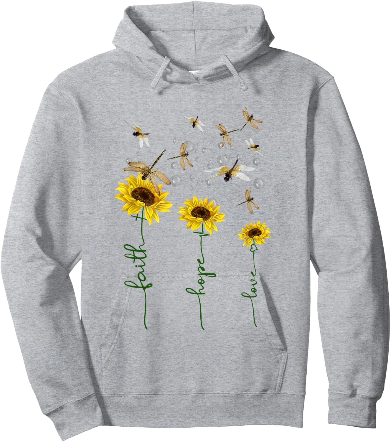 Faith Hope Love Sunflower Dragonfly Christian Gift Hoodie - Hoodie | Ash