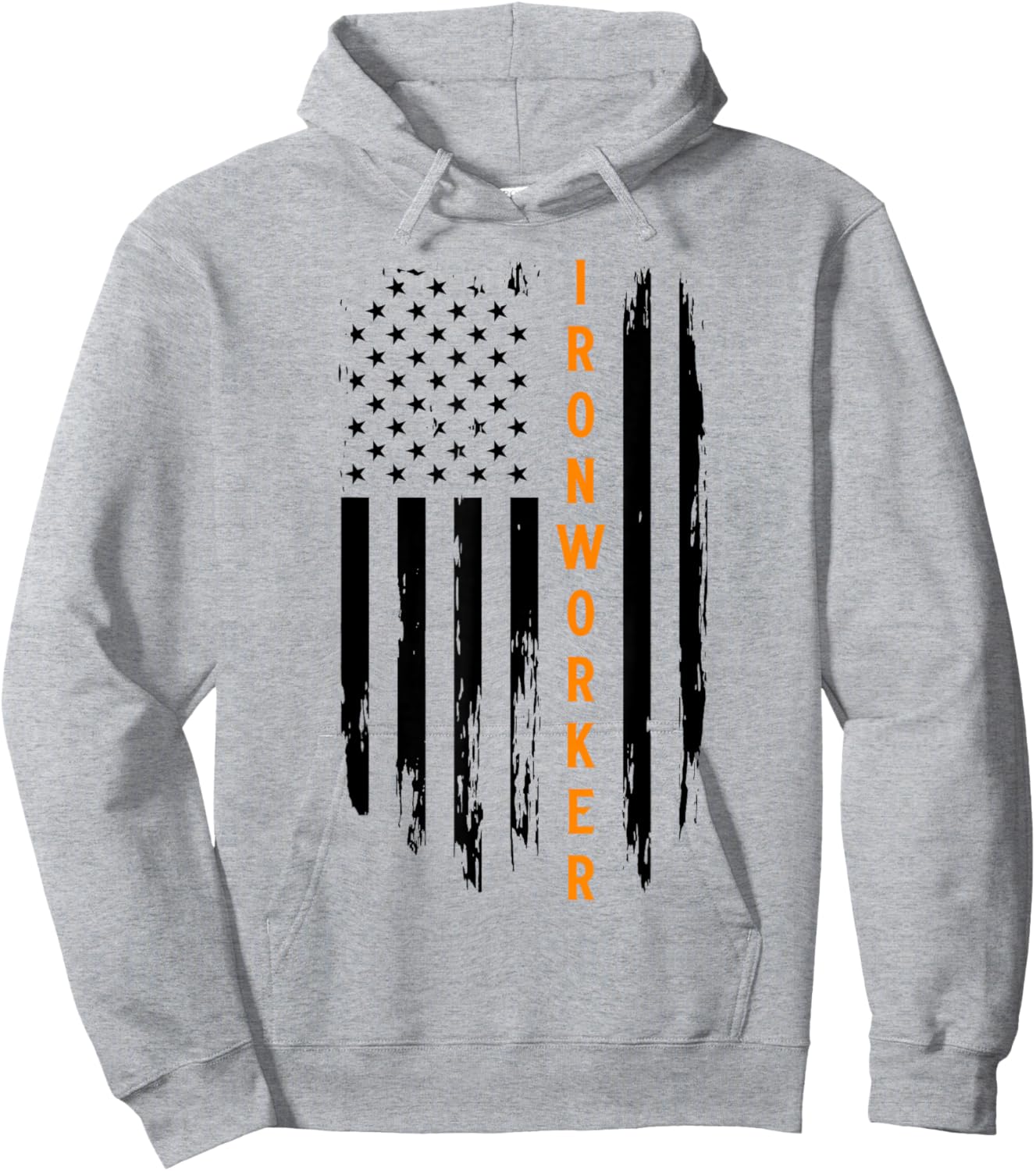 Blacksmith Ironworker USA Flag Erector Ironworking Hoodie - Hoodie | Ash