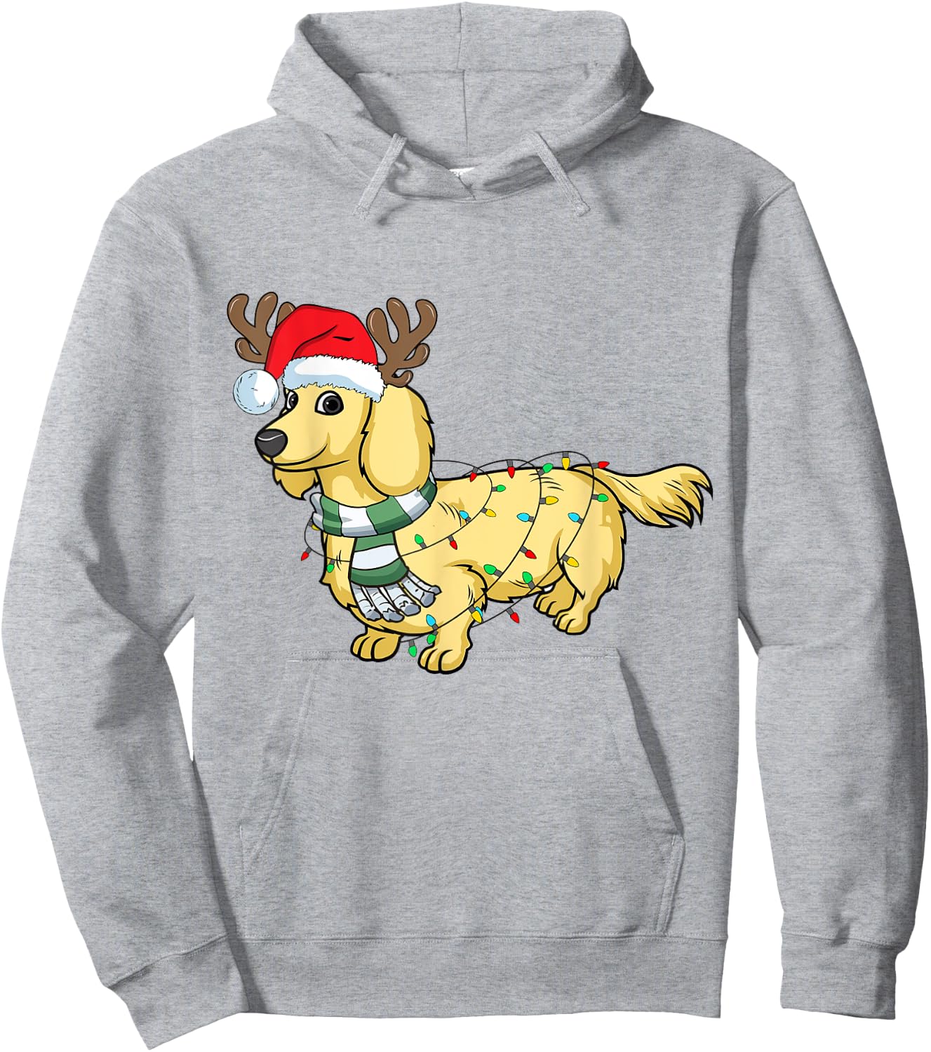 Cream Dachshund Reindeer Santa Dog Merry Christmas Hoodie - Hoodie | Ash