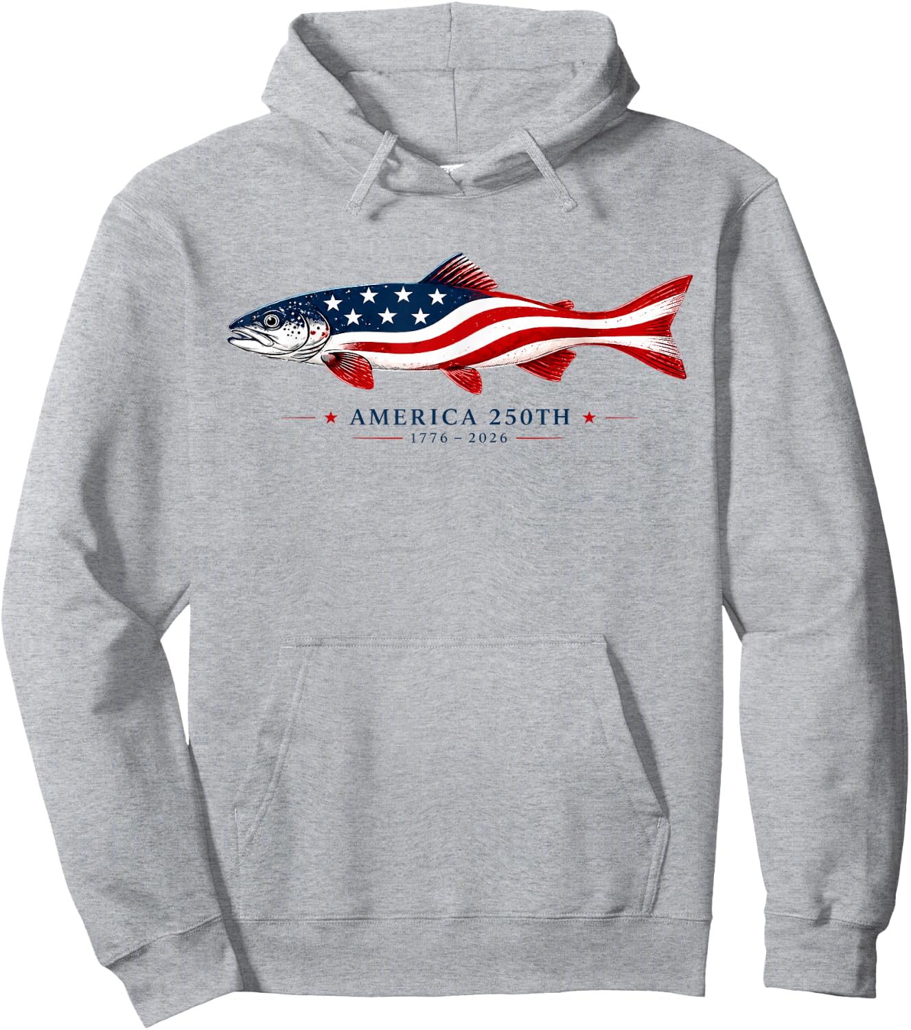 America 250th 1776 2026 USA Flag Fishing Patriotic Hoodie - Hoodie | Ash
