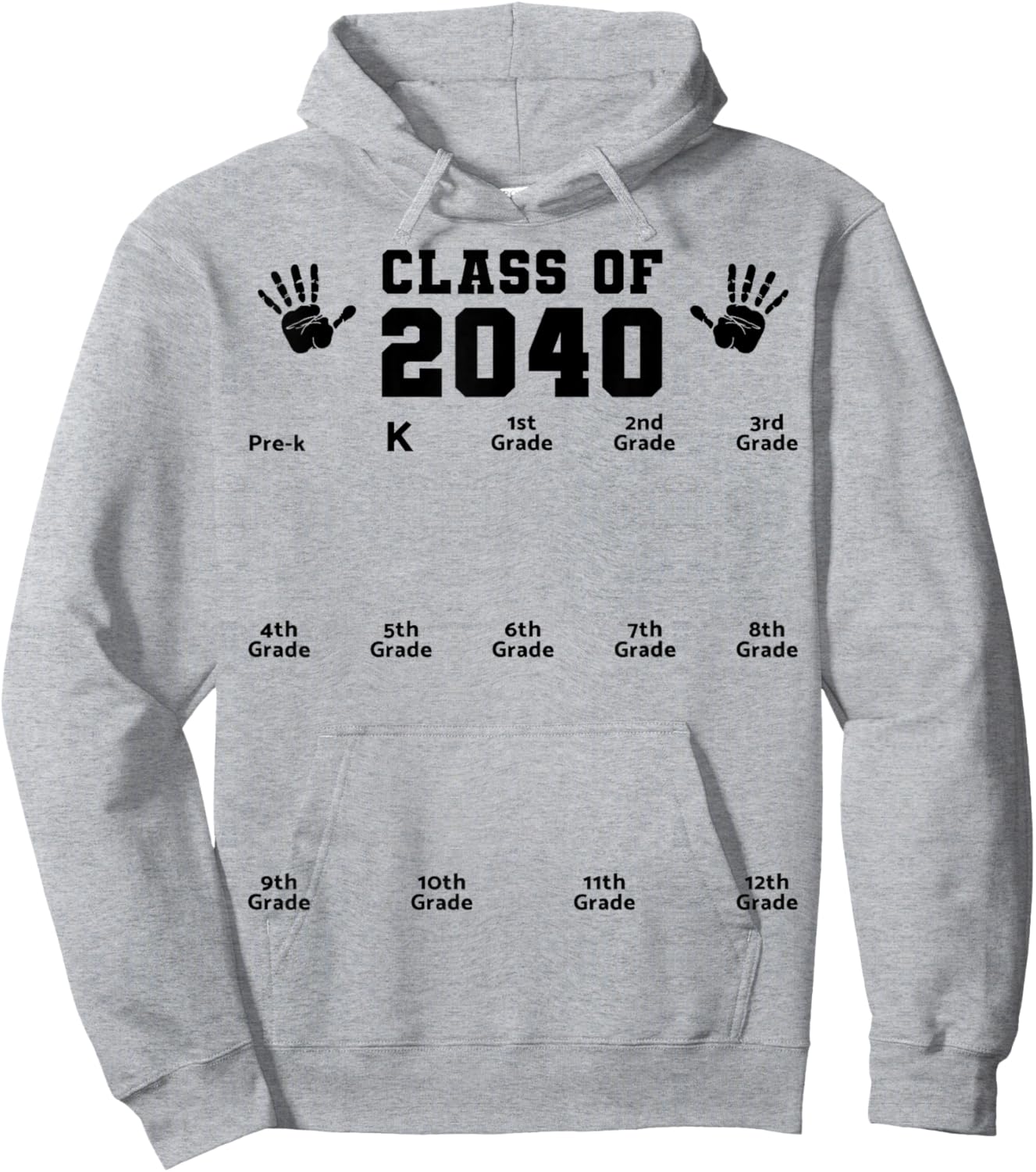 Class of 2040 Handprint Shirt Grow with Me Pre-k Graduation Hoodie - Hoodie | Ash