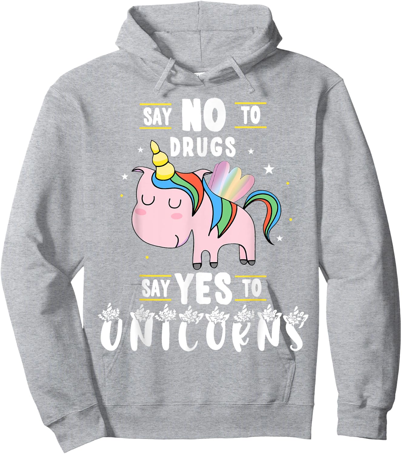 Red Ribbon Week Say No To Drugs Say Yes to Unicorns Gift Hoodie - Hoodie | Ash
