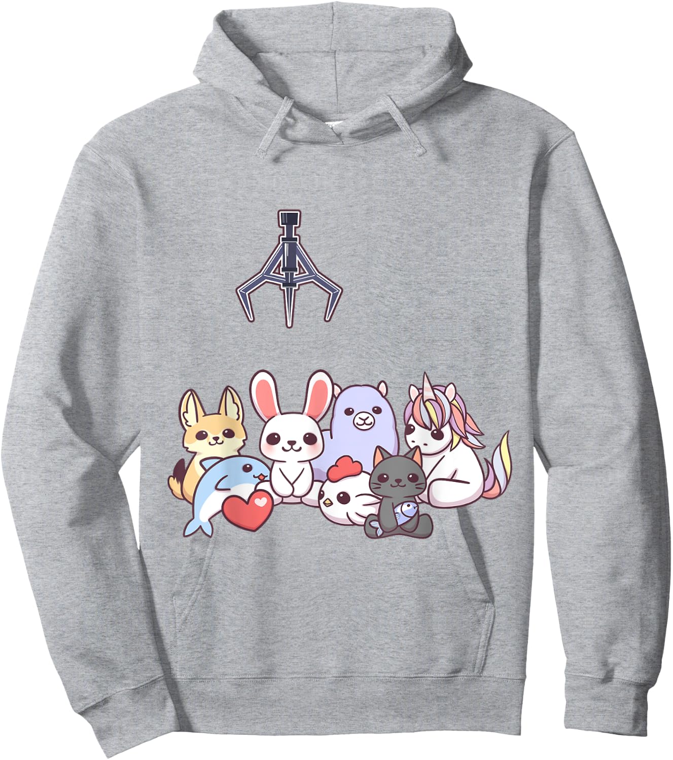 Claw Crane Machine Game Stuff Animal Unicorn Rabbit Hoodie - Hoodie | Ash