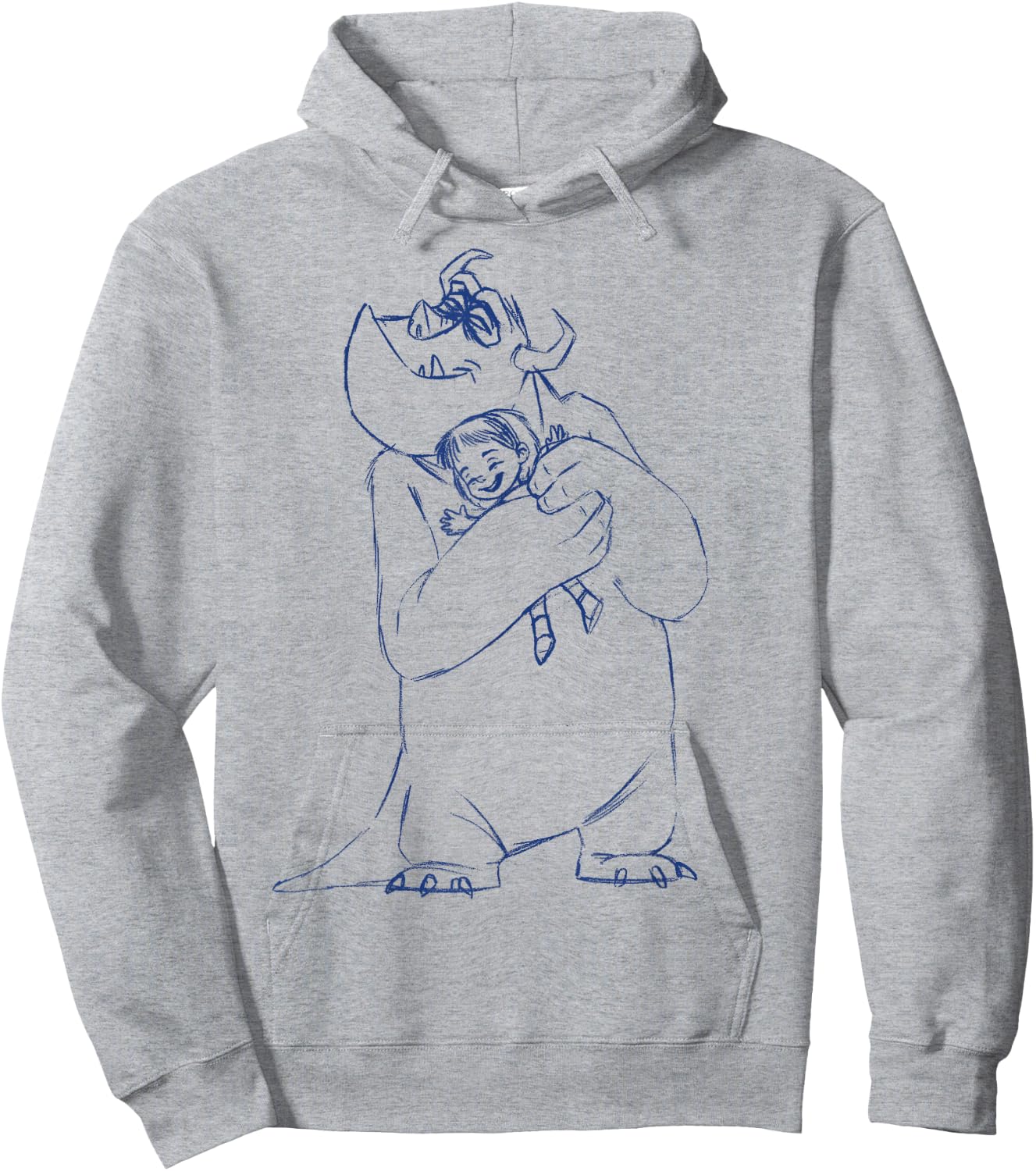 Disney Pixar Monsters, Inc. Mike & Boo Hug Fine Art Sketch Hoodie - Hoodie | Ash