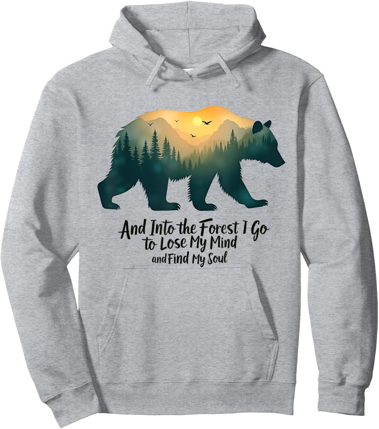 And Into The Forest I Go To Lose My Mind Camping Bear Hoodie - Hoodie | Ash