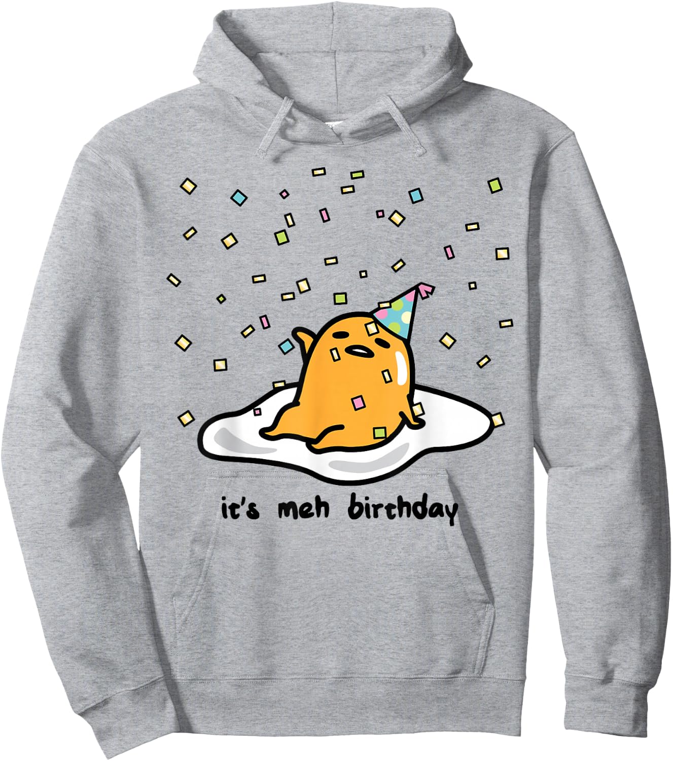 Gudetama The Lazy Egg It's Meh My Birthday Confetti Party Small Hoodie - Hoodie | Ash