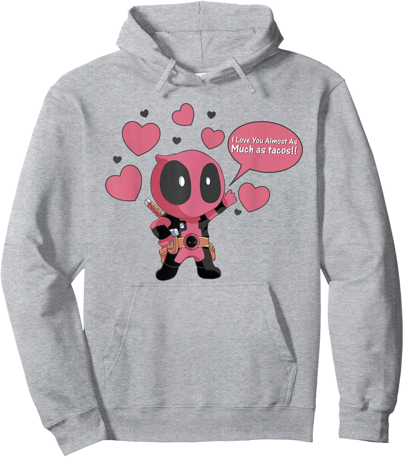 Marvel Deadpool Chibi Taco Love Valentine's Graphic Hoodie - Hoodie | Ash