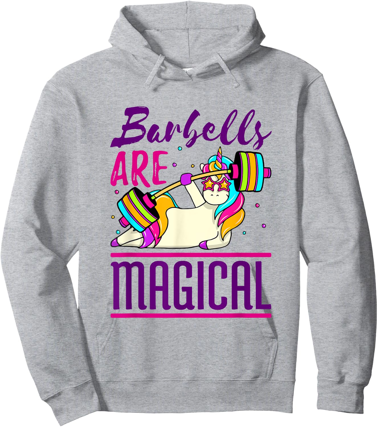 Unicorn Workout Weightlifting Barbells Fitness Gym Hoodie - Hoodie | Ash