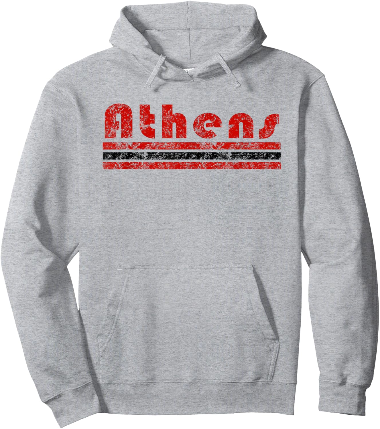 Athens Georgia Retro Three Stripe Weathered Vintage Hoodie - Hoodie | Ash