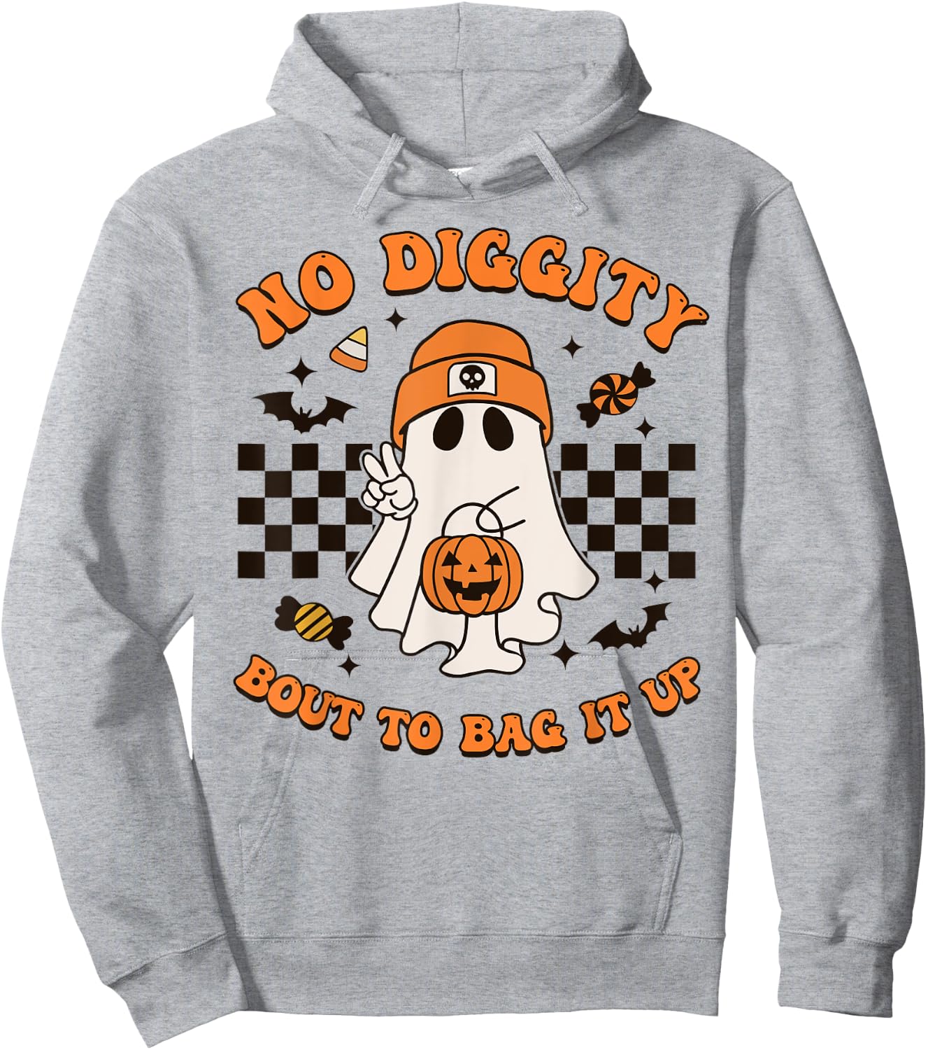 Halloween Ghost No Diggity Bout to Bag it Up Toddler Kids Hoodie - Hoodie | Ash