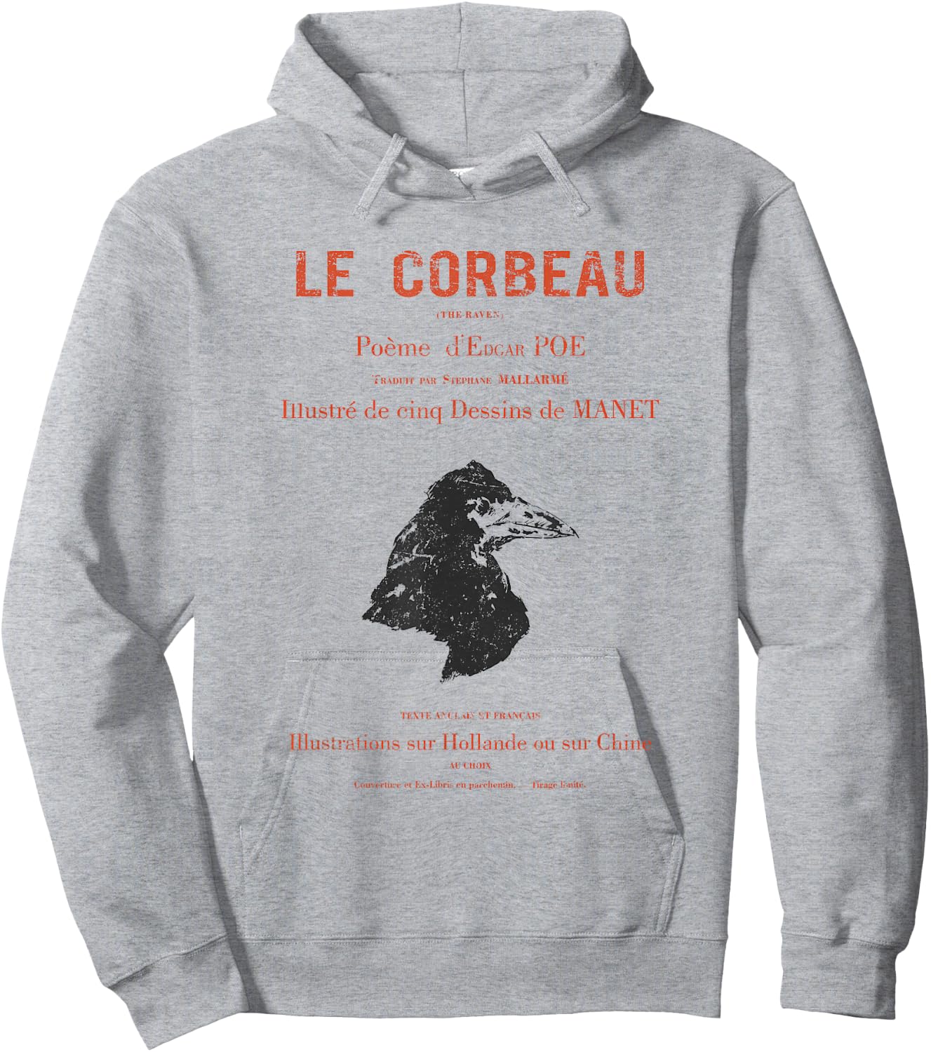 Edgar Allen Poe's the Raven (le Corbeau) 1875 French Edition Hoodie - Hoodie | Ash