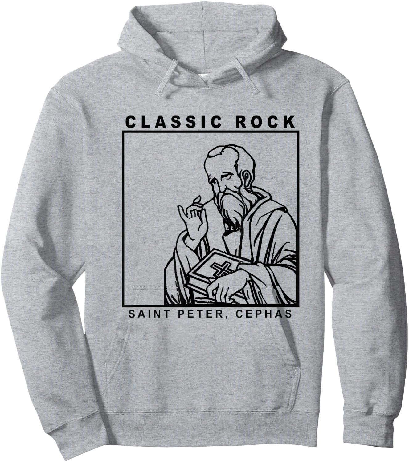 Saint Peter Classic Rock Catholic Vibe Petros Upon This Rock Hoodie - Hoodie | Ash