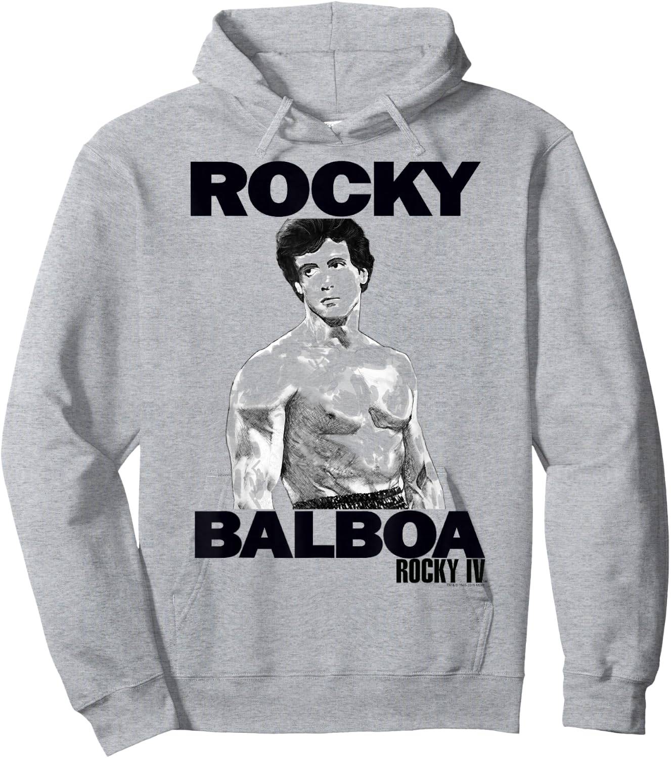 Rocky 3 Rocky Balboa Logo Sketch Portrait Hoodie - Hoodie | Ash