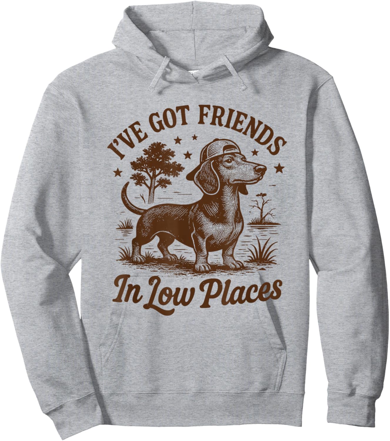 I've Got Friends In Low Places Dachshund Funny Doxie Lover Hoodie - Hoodie | Ash