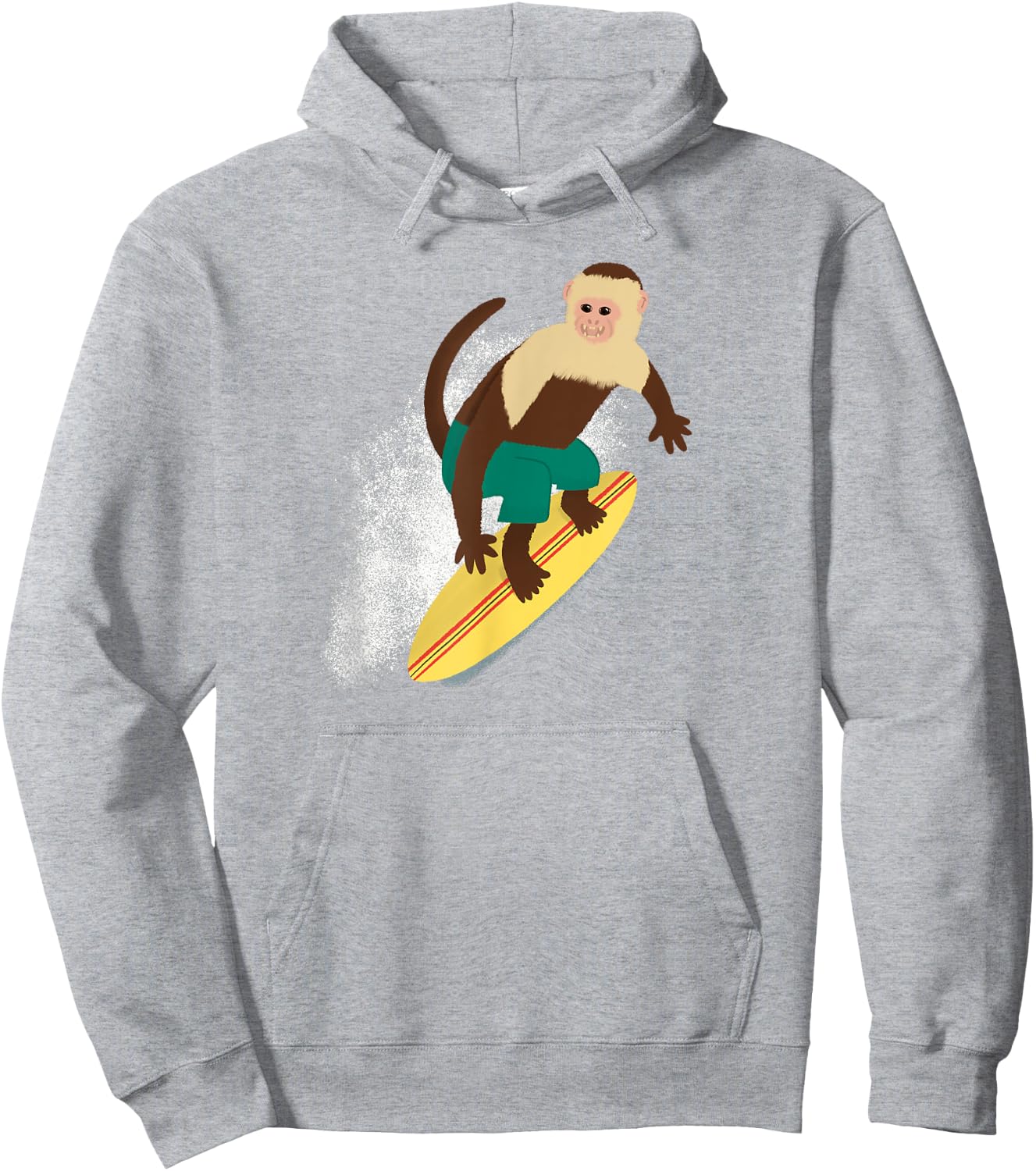 Cute Surfing Capuchin Monkey Hoodie - Hoodie | Ash