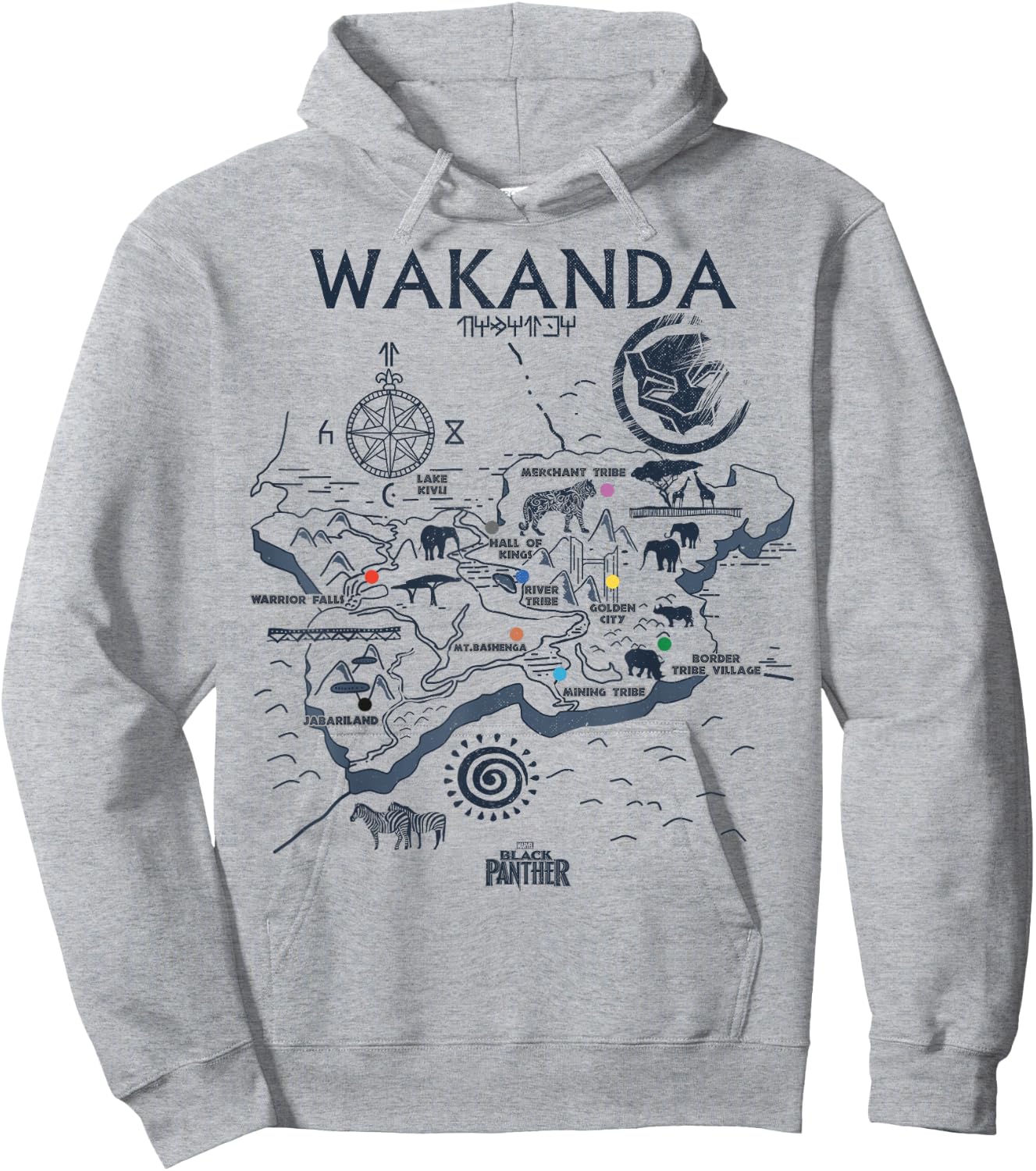 Marvel Black Panther Kingdom of Wakanda Map Graphic Hoodie - Hoodie | Ash