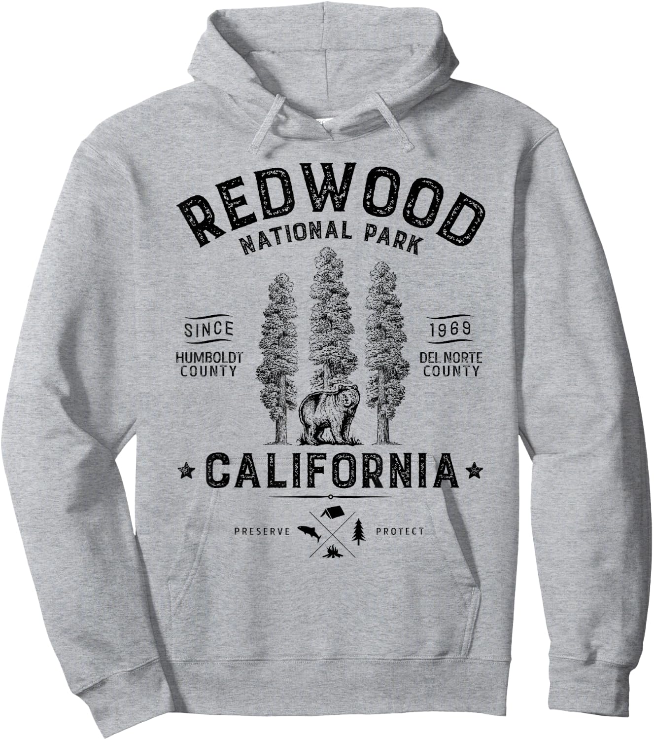 Redwood National Park T Shirt Vintage California Bear Gifts Hoodie - Hoodie | Ash