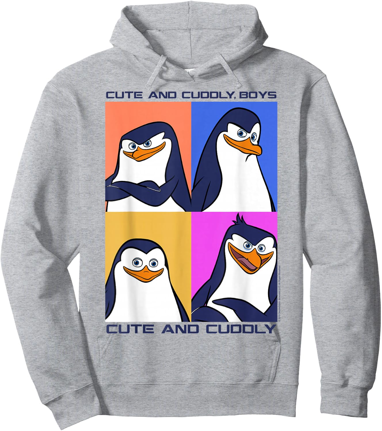 Madagascar Penguins Cute And Cuddly Text Poster Hoodie - Hoodie | Ash