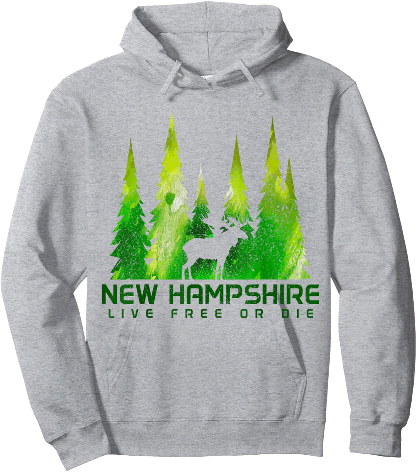 New Hampshire Live Free Or Die Moose Nature Lover Green Hoodie - Hoodie | Ash