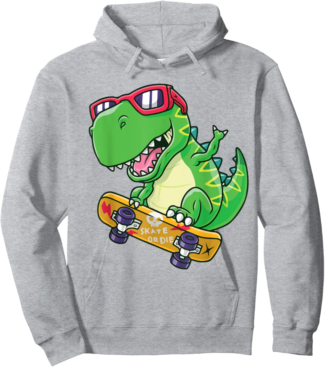 Funny Dino Skateboard Shirt Skater Dinosaur Teen Boy Toddler Hoodie - Hoodie | Ash
