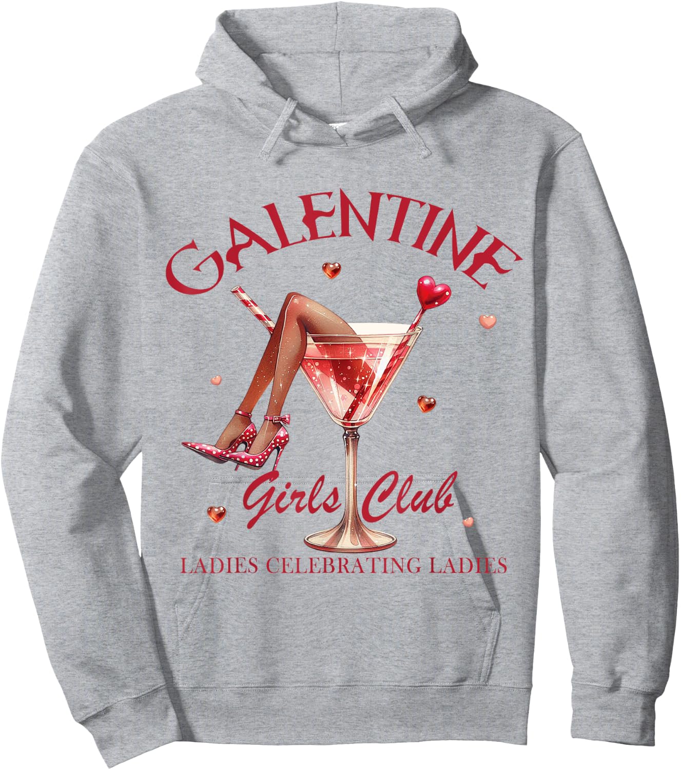 Galentine Girls Club Valentines Day Ladies Celebrating Hoodie - Hoodie | Ash