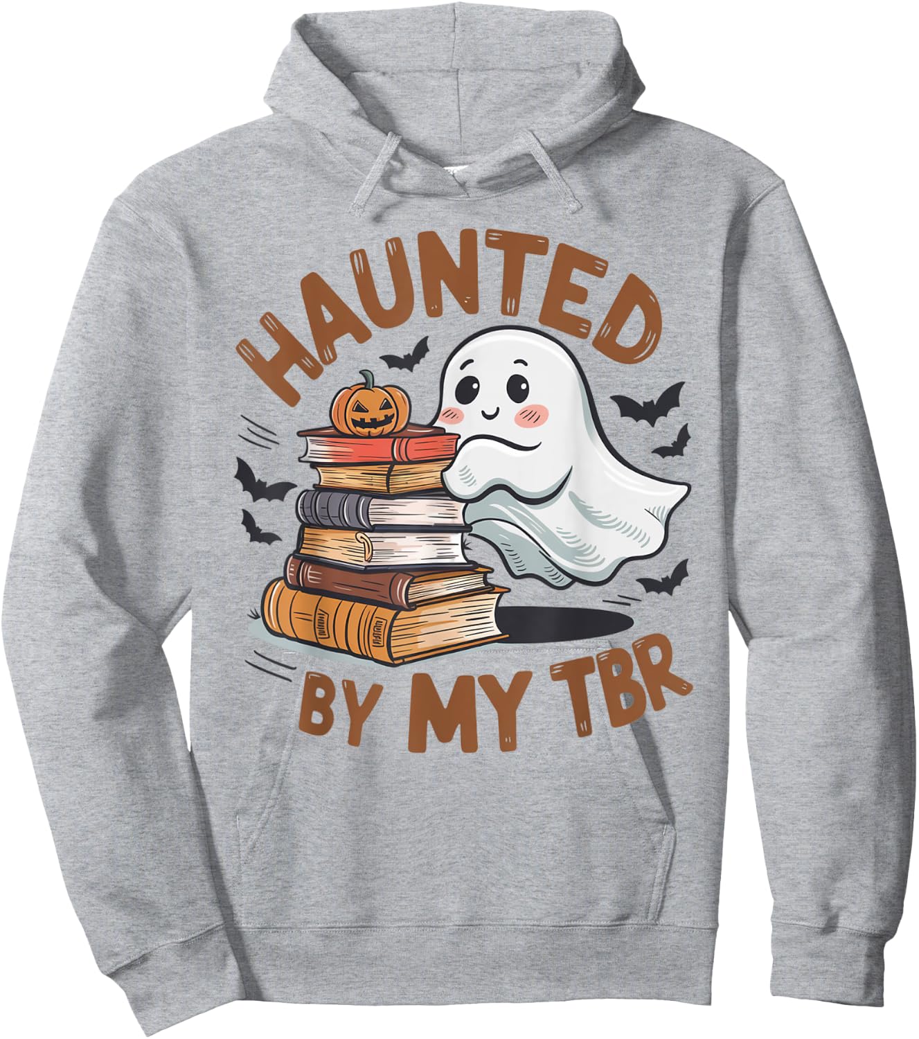 Haunted By My TBR Cute Ghost Book Reading Teacher Halloween Hoodie - Hoodie | Ash